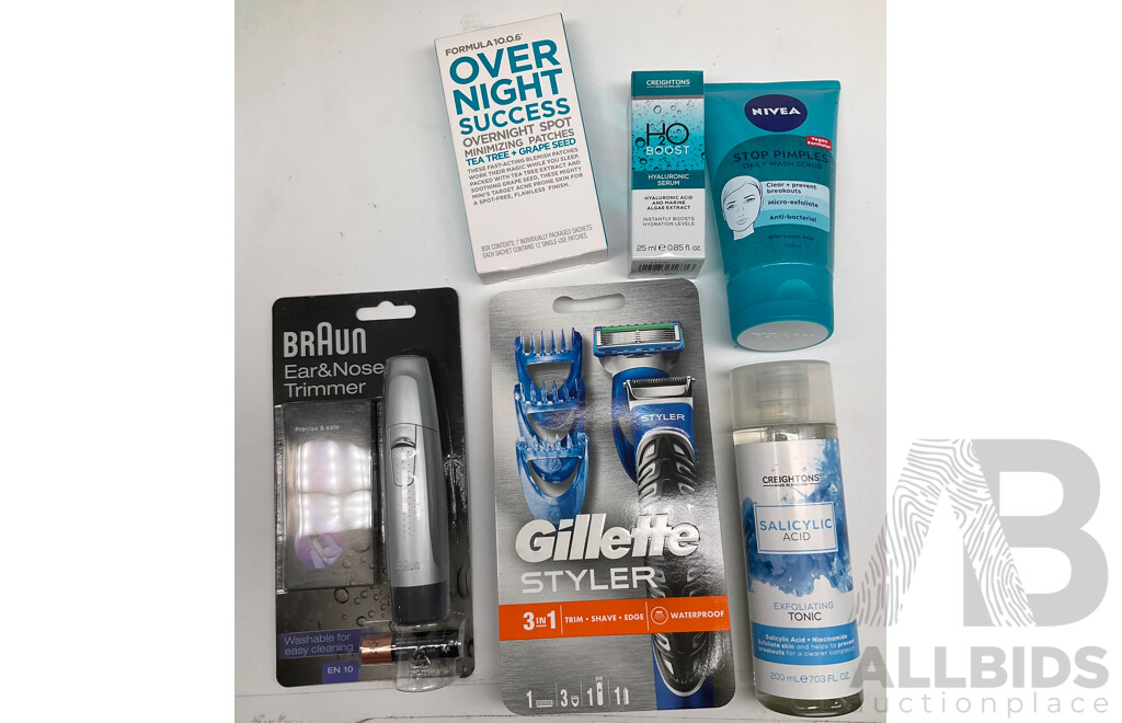 Assortment of Cosmetic Products From LYNX, NIVEA, AVEENO, NIP+FAB, GILLETTE, SWISSE