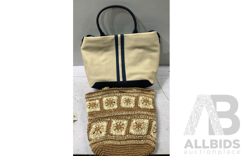 Assorted Women's Handbags and Purse's, Brands Including: JAG, BILLABONG, FRENCH CONNECTION, ONEILL