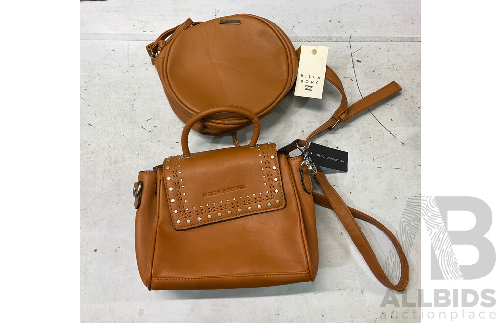 Assorted Women's Handbags and Purse's, Brands Including: JAG, BILLABONG, FRENCH CONNECTION, ONEILL