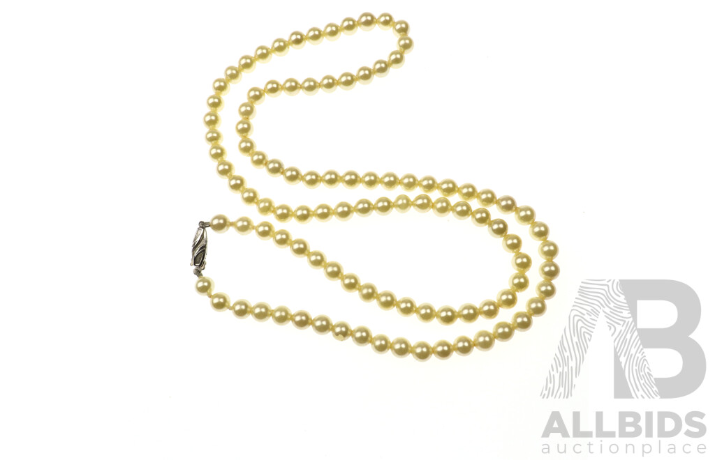 Vintage Faux Pearl Strand, 60cm, with Sterling Silver Clasp (925)