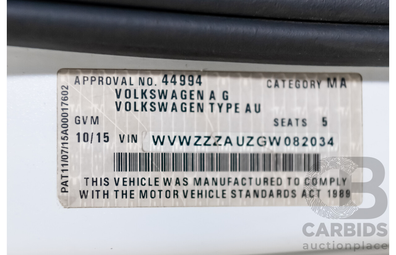 10/2015 Volkswagen Golf R Wolfsburg Edition (AWD) AU MY16 5d Hatchback White Turbo 2.0L