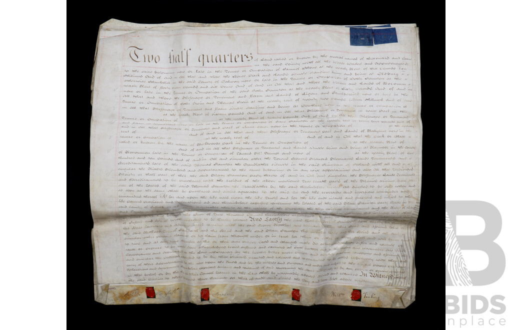 18th Century Indenture on Parchment with Wax Seals, Dated 1794