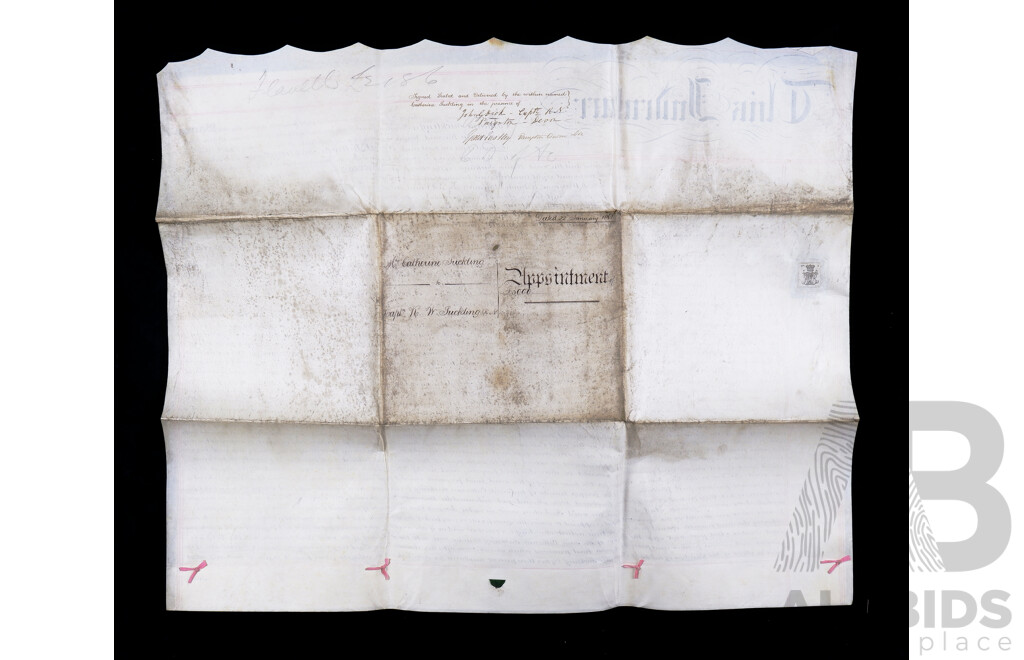 19th Century Indenture on Parchment with Wax Seals, Dated 1861