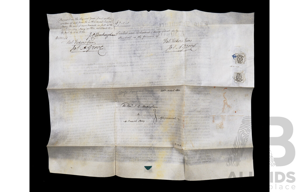 Two 19th Century Indentures on Parchment with Wax Seals, Dated 25 March 1801