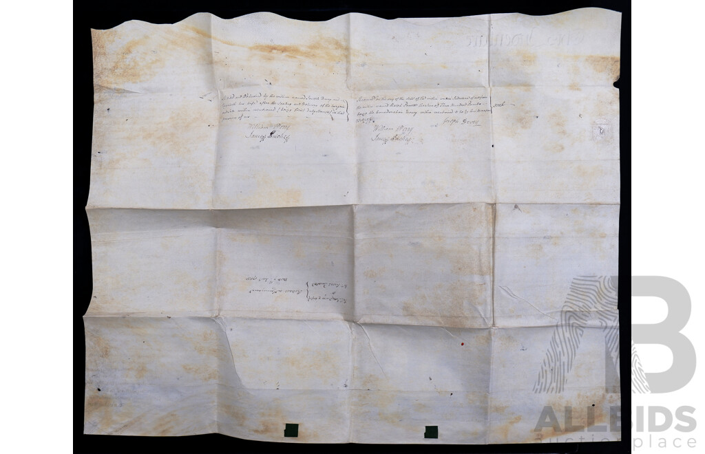 18th Century Indenture on Parchment with Wax Seals, Dated 7 Nov 1788