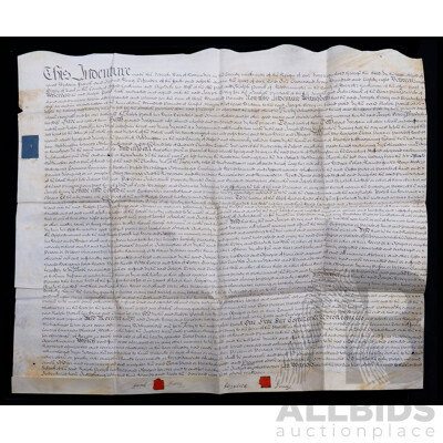 18th Century Indenture on Parchment with Wax Seals, Dated 7 Nov 1788
