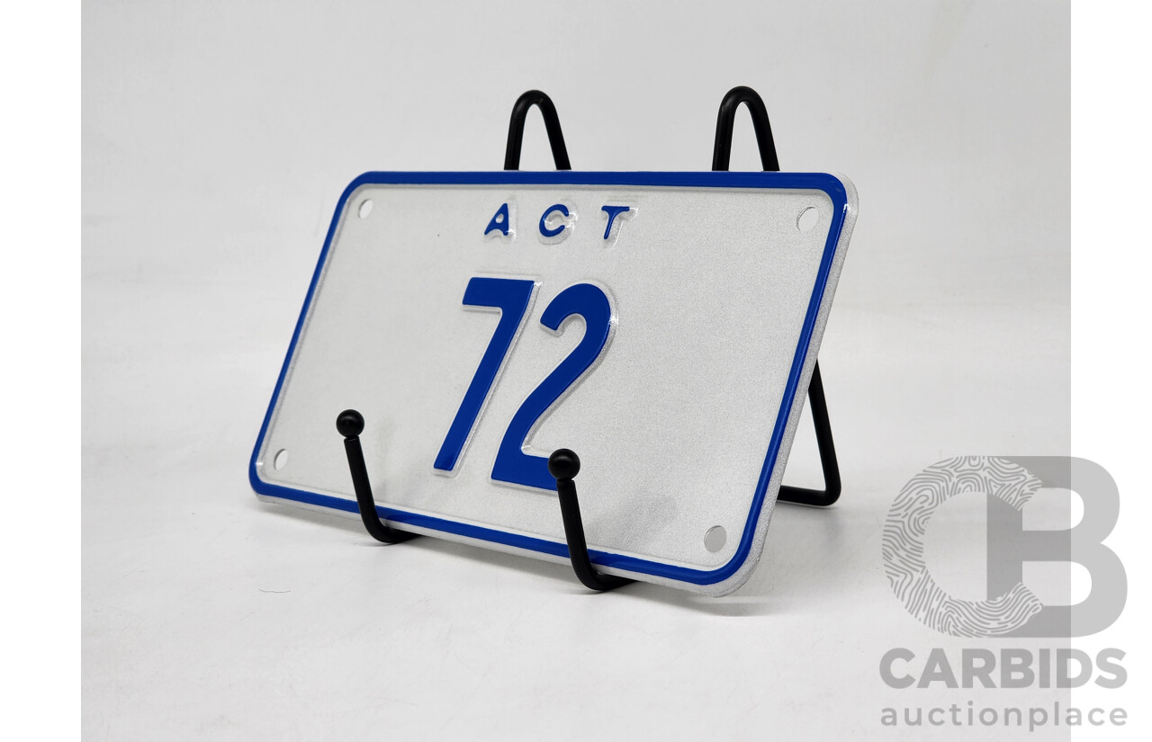 ACT Two Digit Numerical Motorbike Number Plate - 72