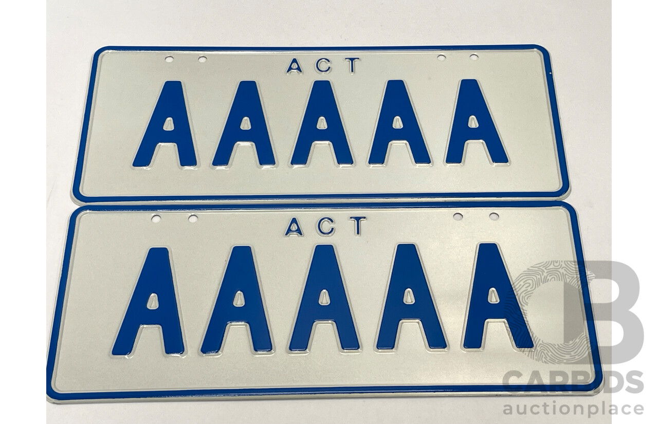 ACT 5 Letter Number Plate - AAAAA