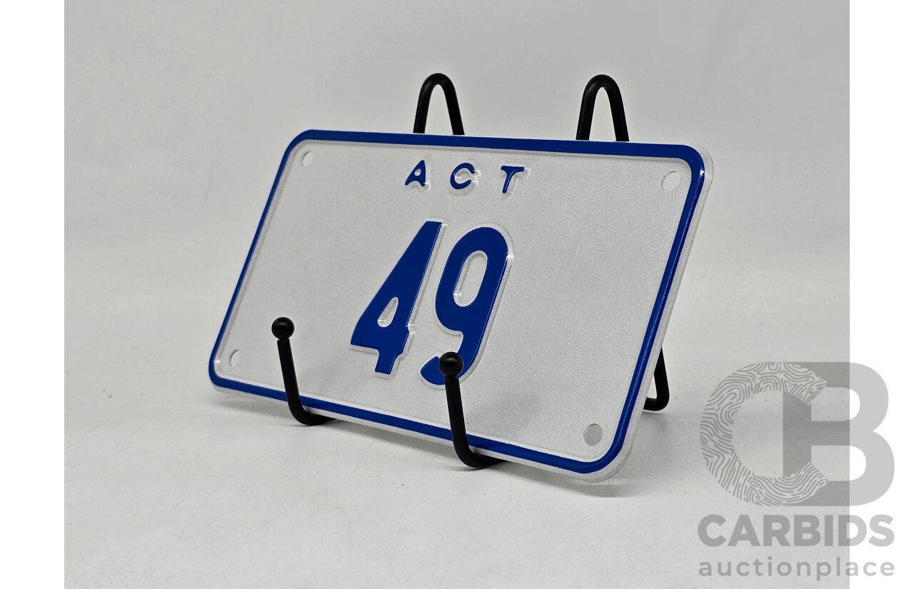 ACT Two Digit Numerical MOTORBIKE Number Plate - 49