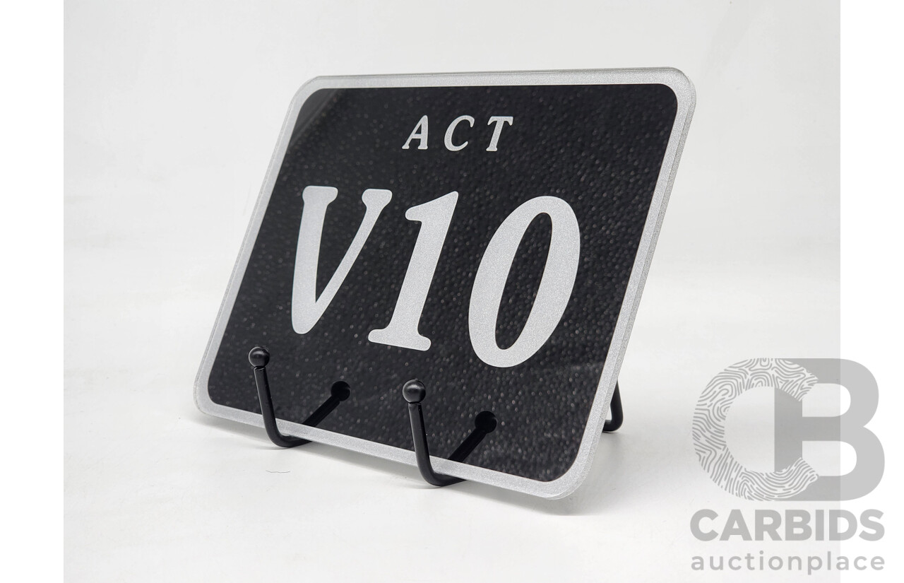ACT Three Character Alpha Numeric Number Plate - V10 (Letter V, Number 1, Number 0)