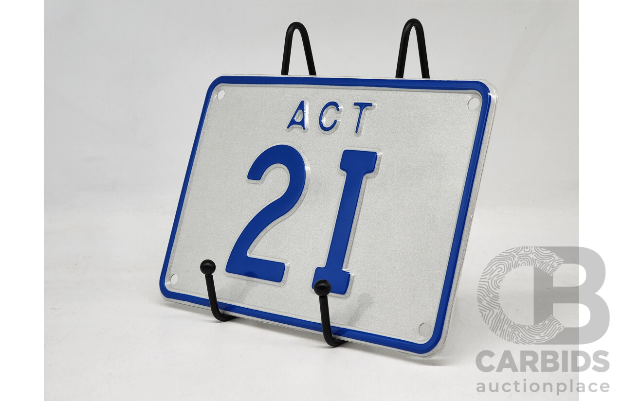 ACT Two Character Alpha Numeric Number Plate - 2I( Number 2, Letter I)