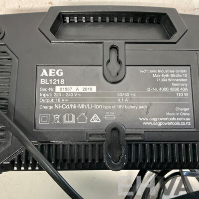 AEG BSS18BLC Brushless Impact Driver  & 2x L1820R 2.0Ah Battries & BL1218 Charger - Lot of 4