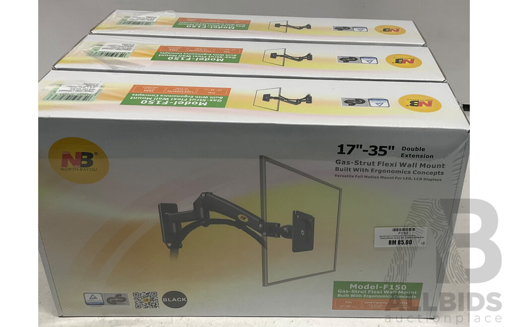 NORTH BAYOU  F150 TV Monitor Mount Black  17-35 Inch - Lot of 3