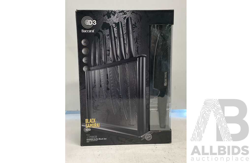 BACCARAT ID3 Black Samurai Gozen Knife Block 7 Piece  - ORP $1179.99