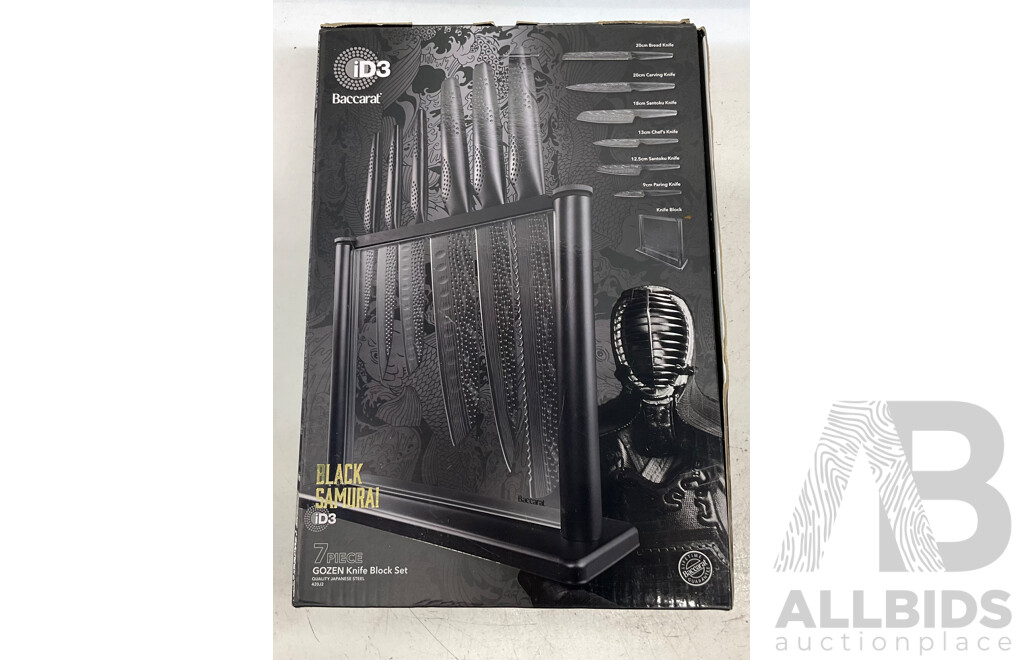 BACCARAT ID3 Black Samurai Gozen Knife Block 7 Piece  - ORP $1179.99