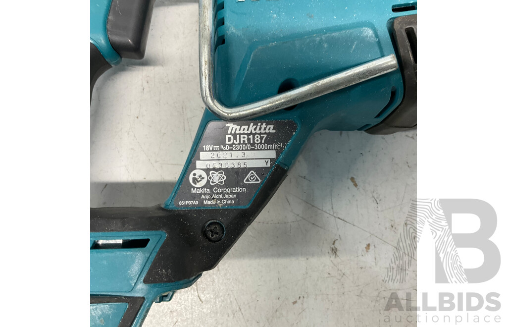 MAKITA DJR187 Mobile Brushless Recipro Saw &  DKP180 Cordless Mobile Planer & 18V 3.0Ah Battery - Lot of 3