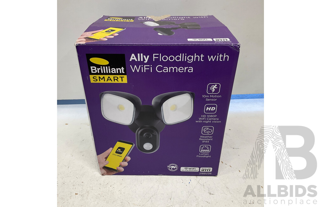 BRILLIANT Ally Floodlight with Smart WiFi Camera & Assorted of Tools