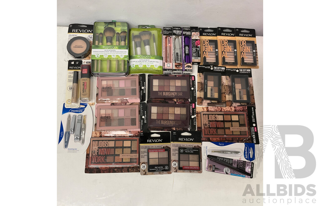 REVLON and MAYBELLINE Assorted Beauty Products - Lot of 23