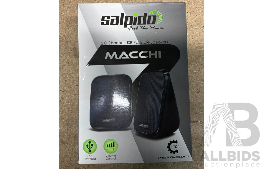 SALPIDO Macchi 7 2.0 Channel USB Portable Speakers - Lot of 10