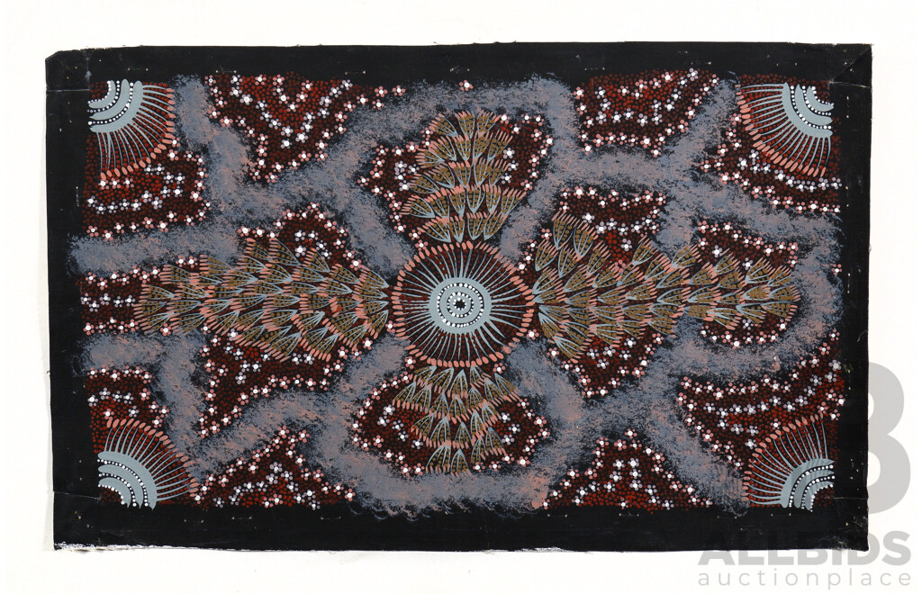 Group of Six Aboriginal Paintings on Canvas including Reggie Pengarte, Joyce Nurrangirra & Billy Huper (6)