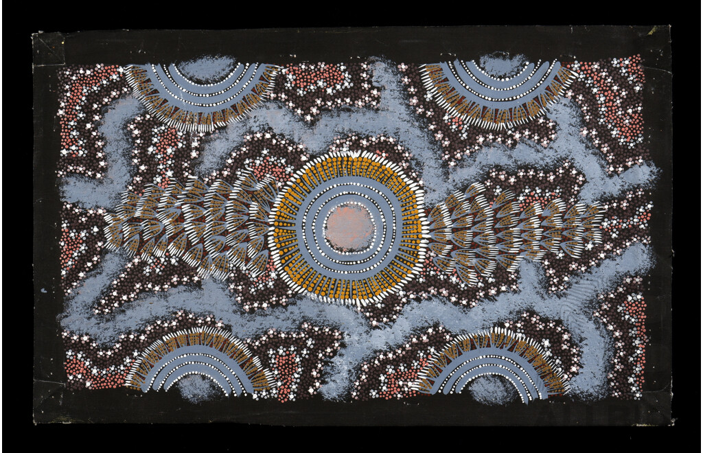 Group of Six Aboriginal Paintings on Canvas including Reggie Pengarte, Joyce Nurrangirra (6)