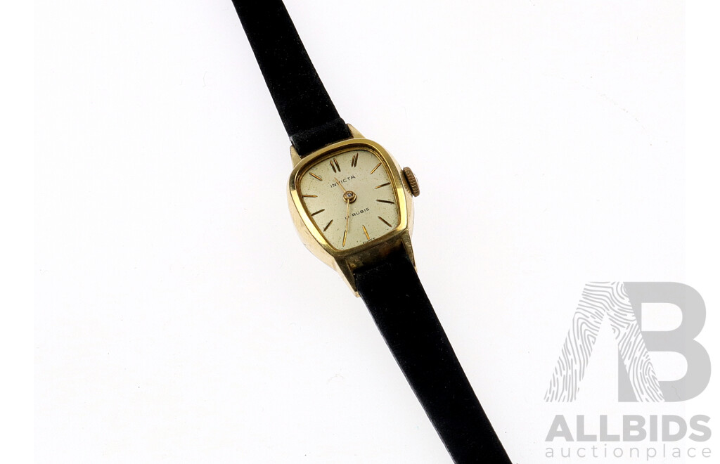 Men's Vintage Invicta Gold Plated 17 Rubis Watch
