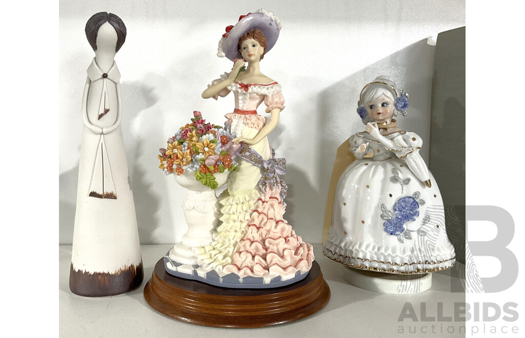 Three Ceramic Ladies Including by Claycraft Productions, Kootingal NSW a Fred Hillier Creation
