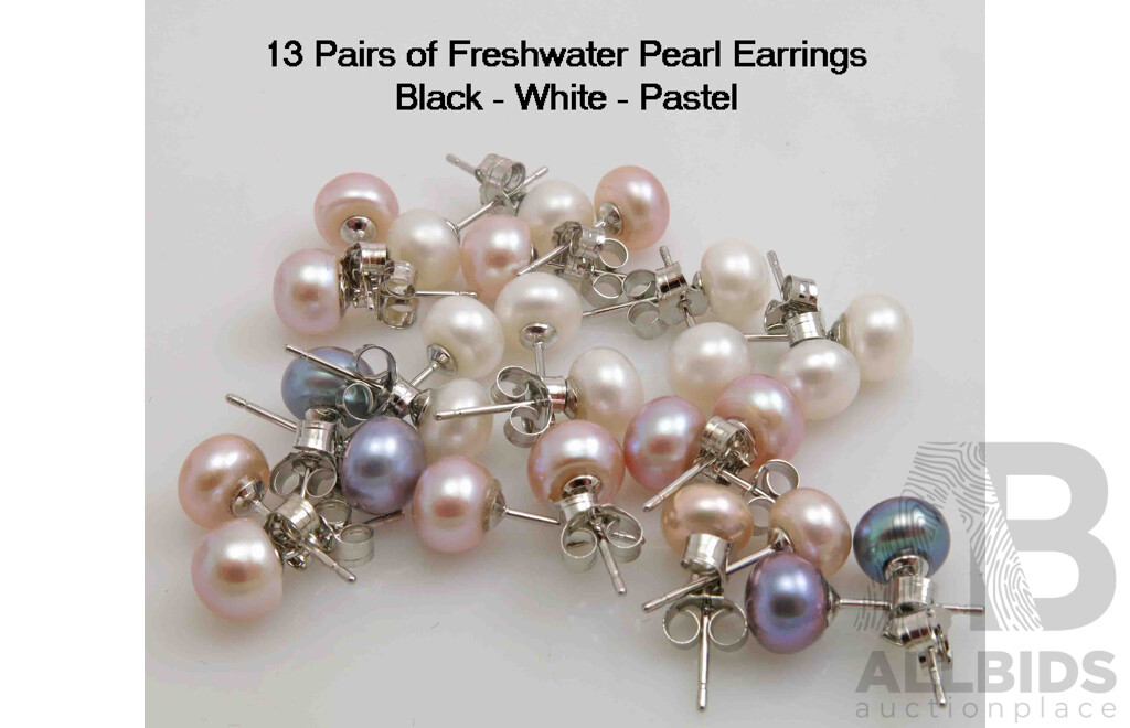 Collection of 13 Freshwater Pearl Earrings
