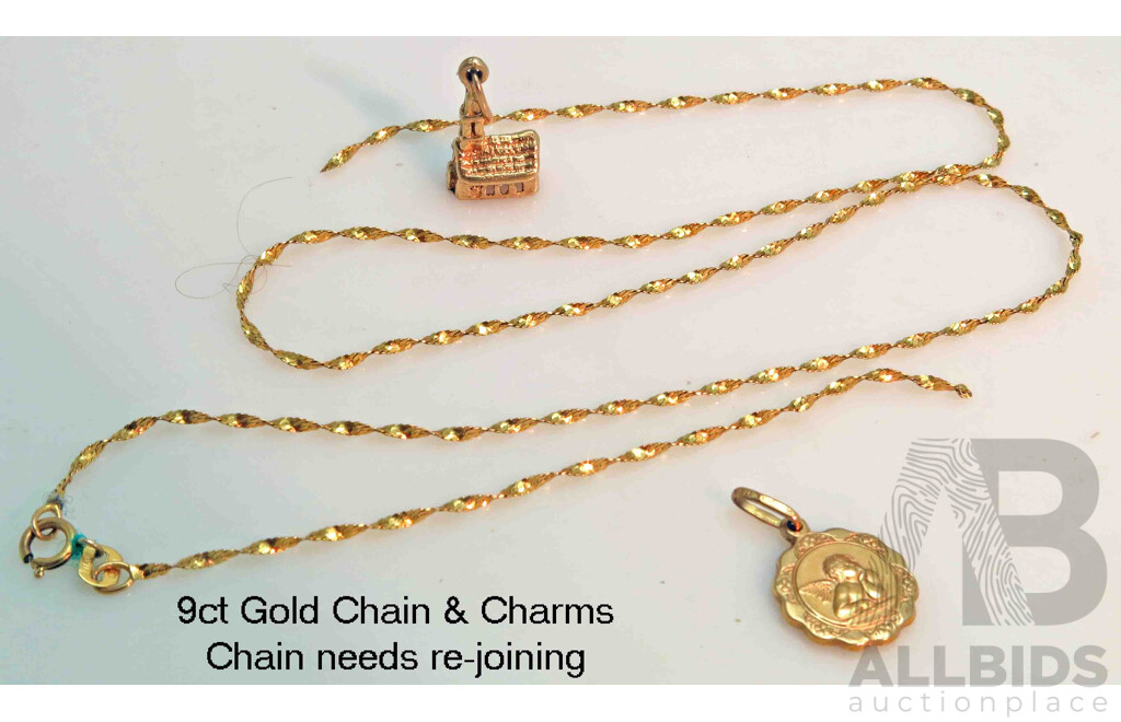 9ct Gold Chain and Charms