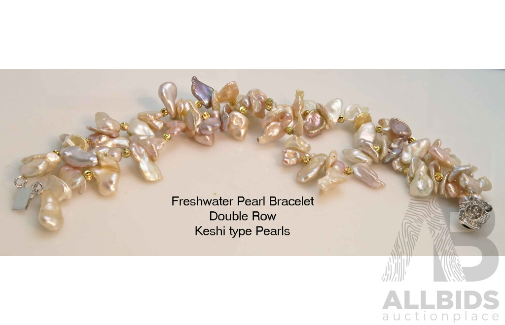 Double strand bracelet of Freshwater Pearls