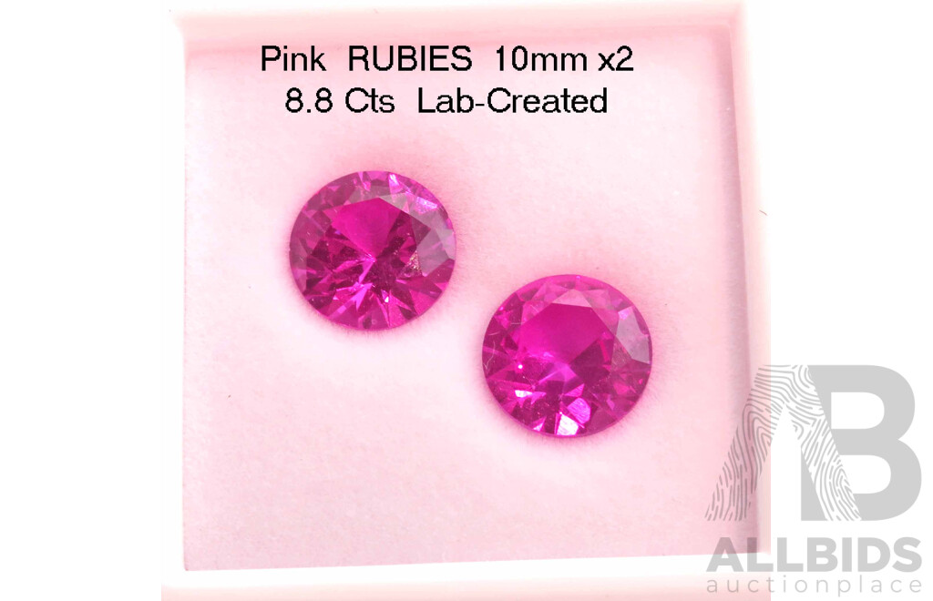 Large Pair of Rubies - Pink - lab created