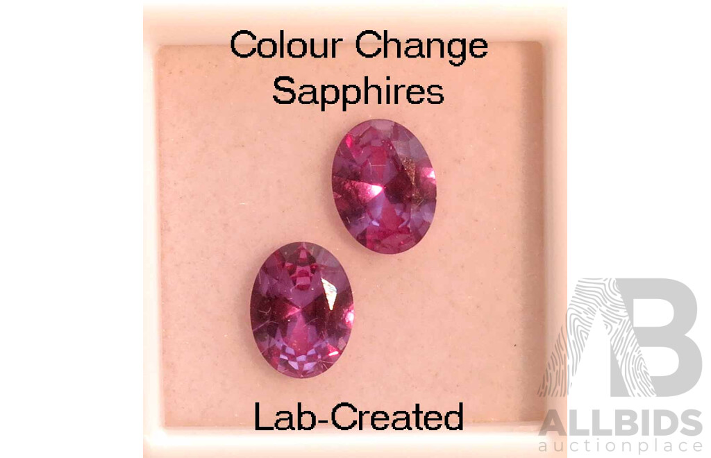 Pair of Sapphires - colour change - imitating Alexandrite