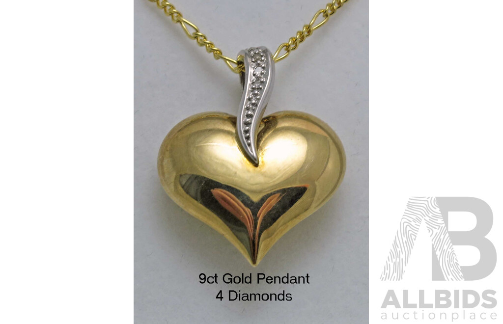 9ct Two tone Gold Heart Pendant