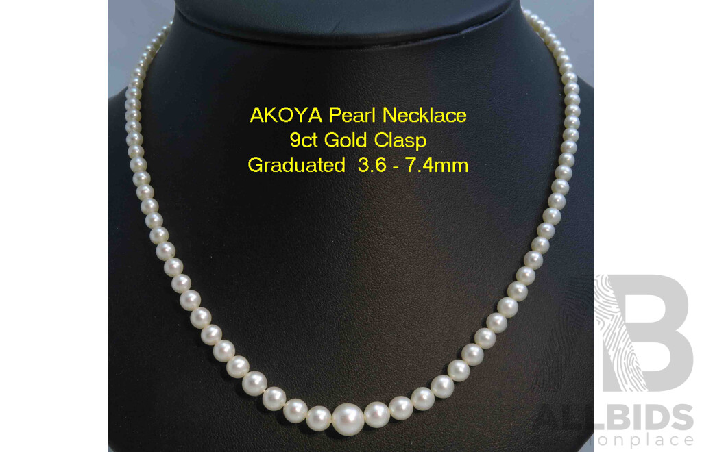 Graduated strand of nice Akoya Cultured Pearls
