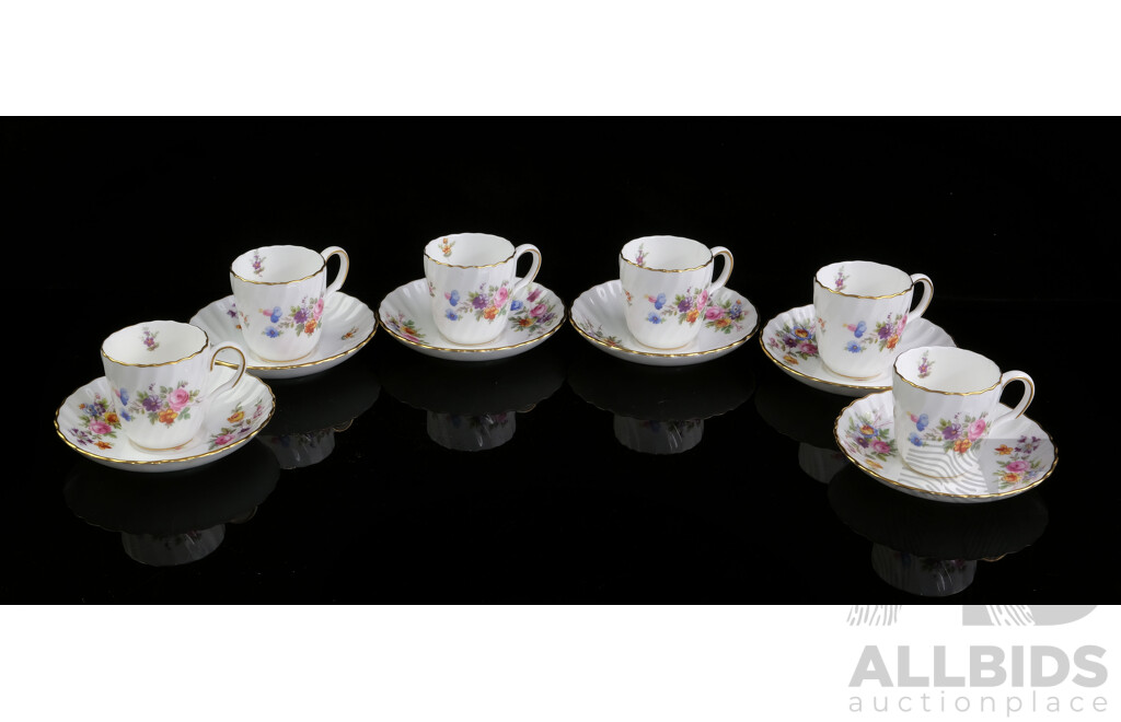 Six Minton Marlow Demitasses Cups and Saucers