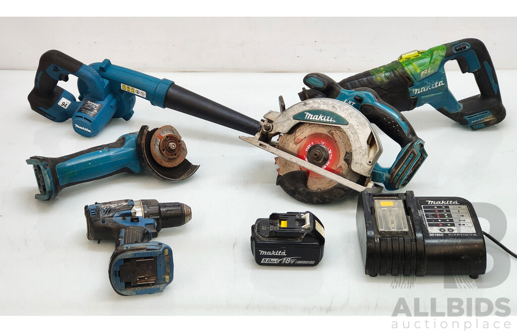MAKITA Cordless Power Tools with Battery and Charger - Lot of 5