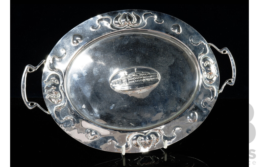 Antique Art Nouveau Joseph Sankey & Sons Chromed Commemorative Platter for the Openeing of Parliament House Canberra 1927