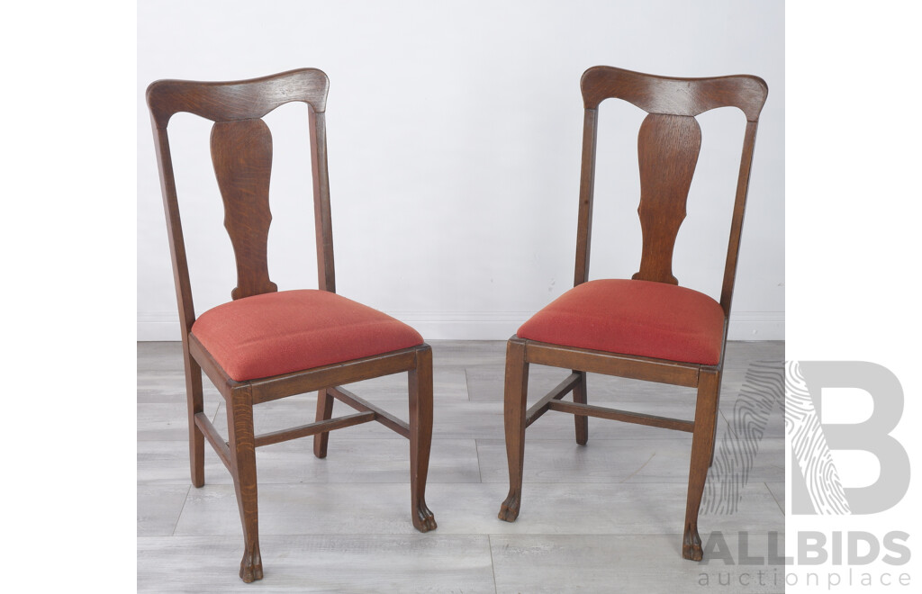 Pair of Early 20th Century Fiddle Back Dining Chairs