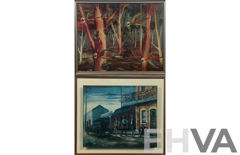Framed & Mounted Russell Drysdale Print, Moody's Pub Together with an Albert Tucker Print (2)