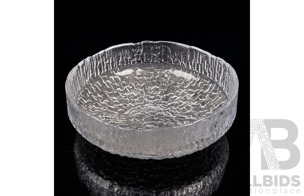 Retro Scandinavian Style Frosted Textured Glass Centerpiece Serving Bowl