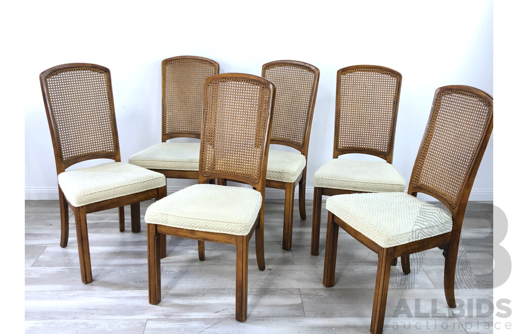 Six Antique Style Cane Back Dining Chairs