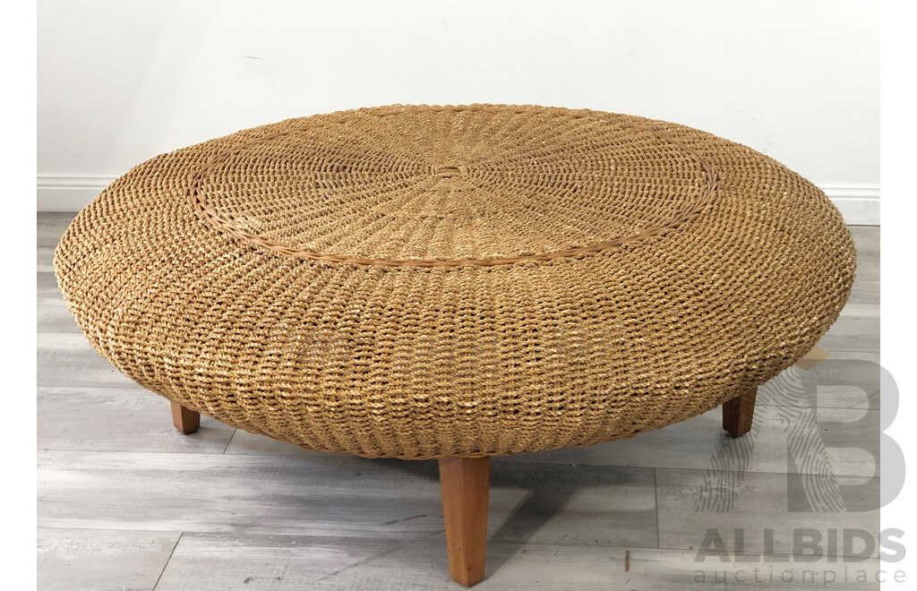 Large Woven Cane Coffee Table