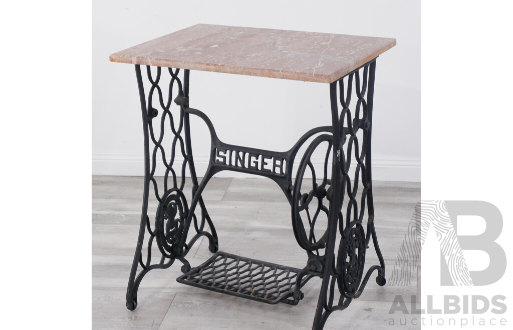 Cast Iron Singer Sewing Machine Base and Marble Top