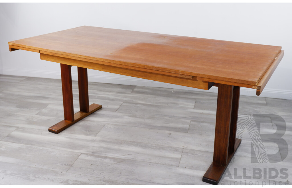 Vintage Twin Pedestal Extension Dining Table