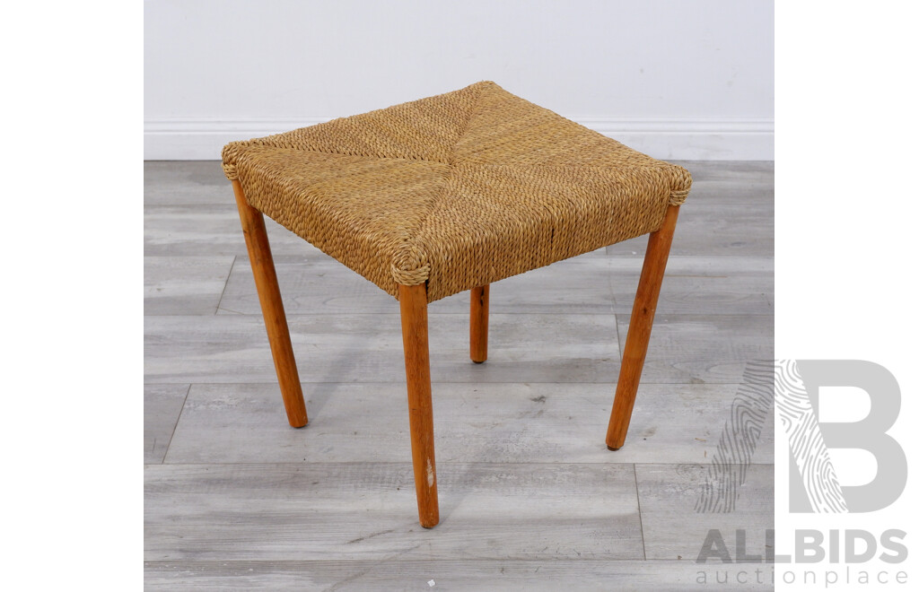 Vintage Stool with Rush Seat