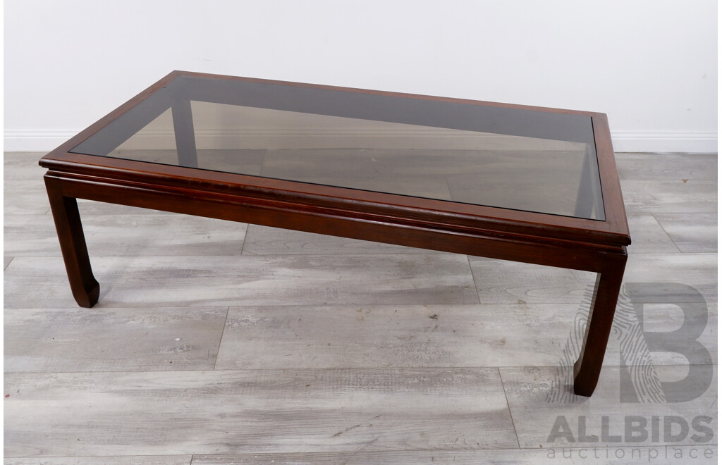 Vintage Smoked Glass Coffee Table by Parker Furniture C.1980s