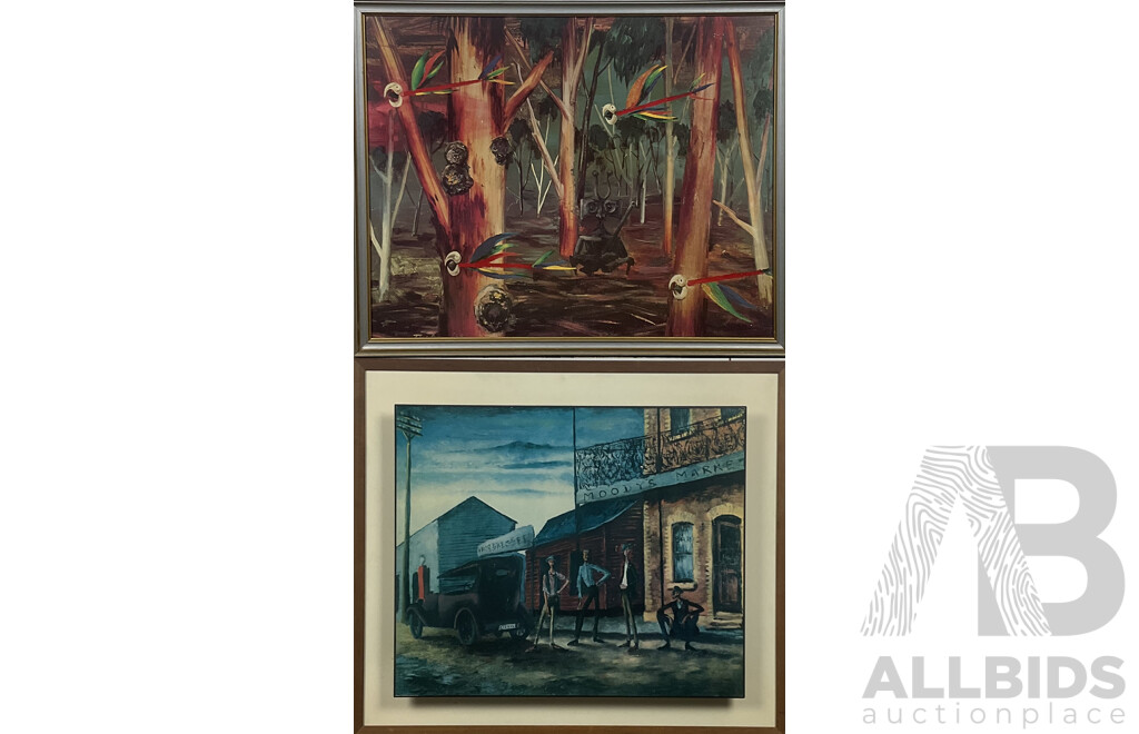 Framed & Mounted Russell Drysdale Print, Moody's Pub Together with an Albert Tucker Print (2)