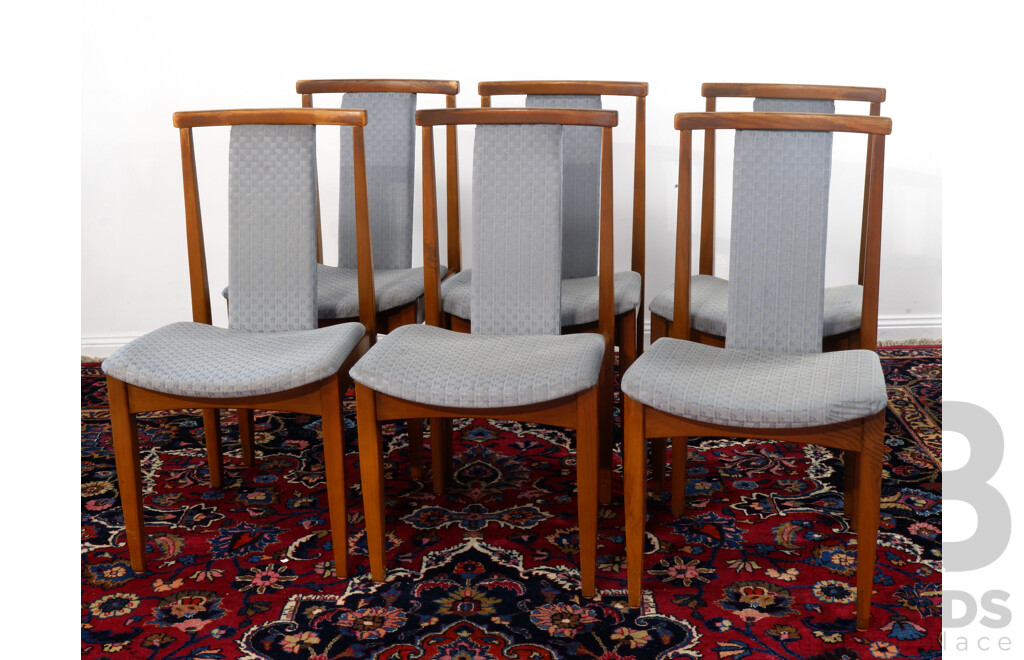 Set of Six Upholstered T Back Dining Chairs