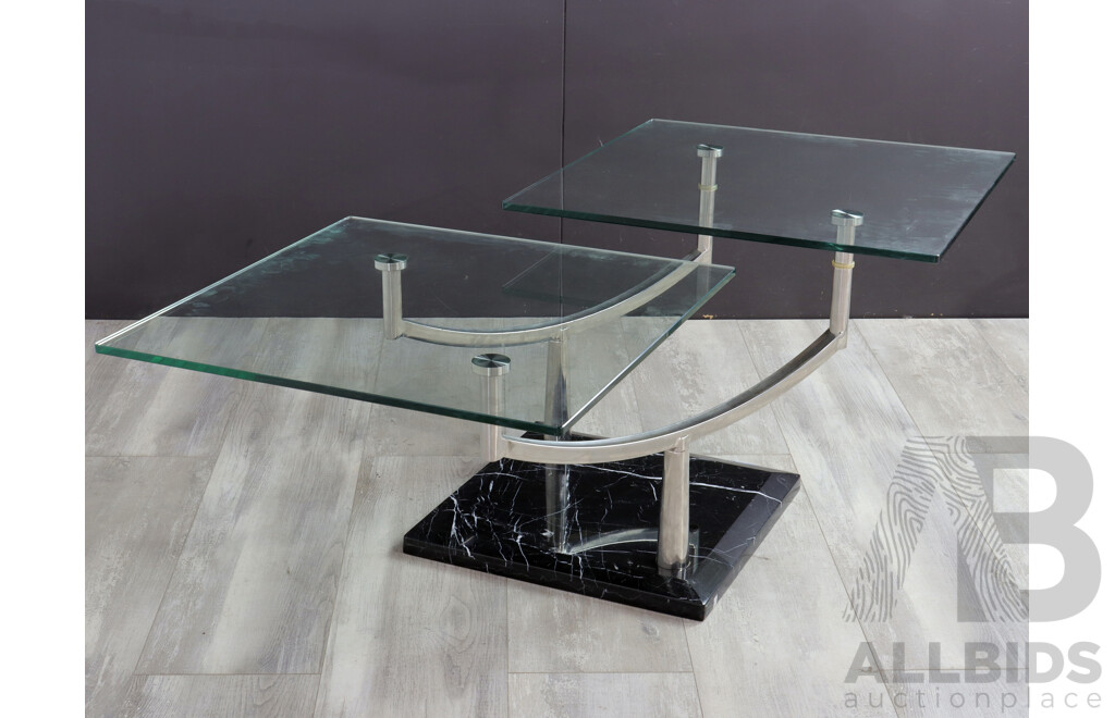 Modernist Glass Top Side Table