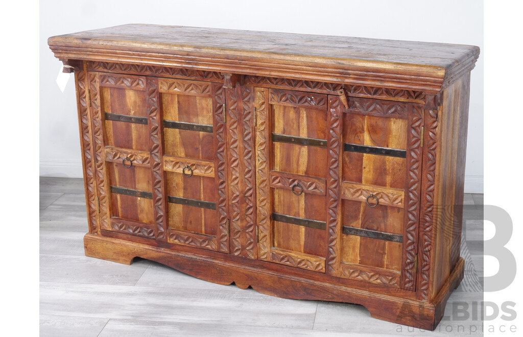 Chip Carved Sideboard with Iron Banded Doors